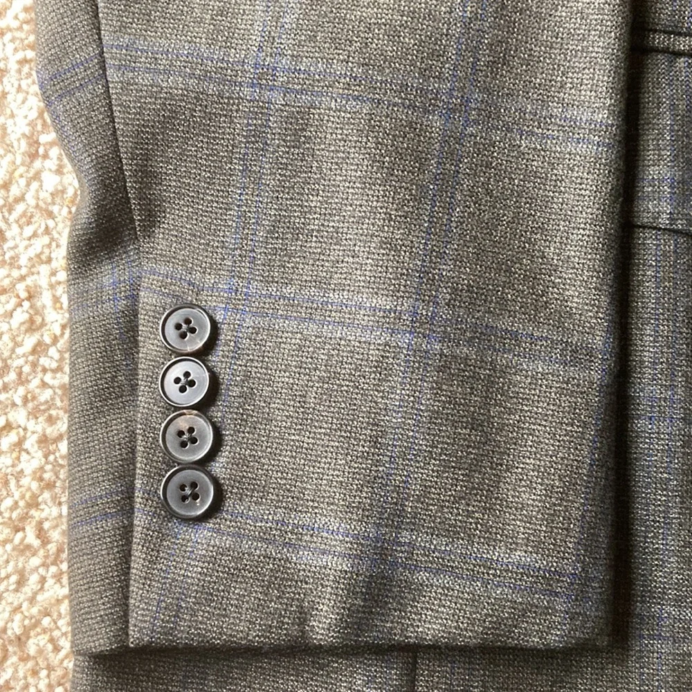 Ermenegildo Zegna Green Blue Windowpane Check Wool Sport Coat Eu 54 US 44 - Picture 4 of 12